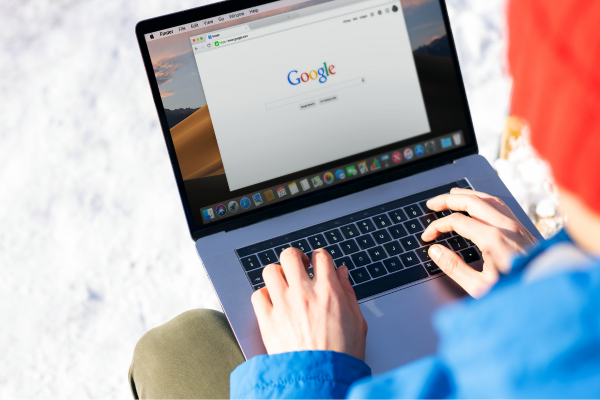 Cautionary Google search with warning signs