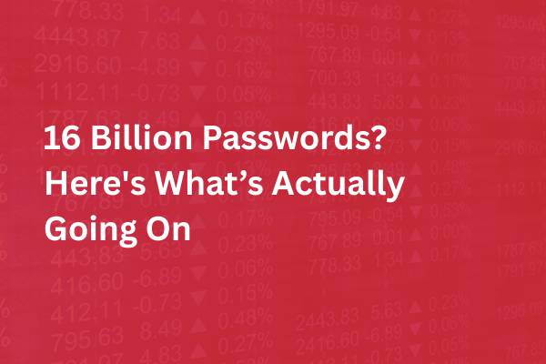Illustration of a massive password breach concept with digital lock and data leak imagery representing 16 billion leaked credentials.