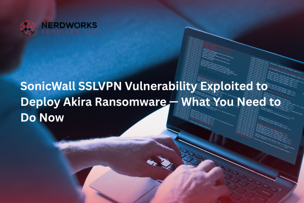 Illustration of a firewall security breach with warning signs representing SonicWall SSLVPN vulnerability exploited by Akira ransomware, urging immediate patch and SSLVPN review.